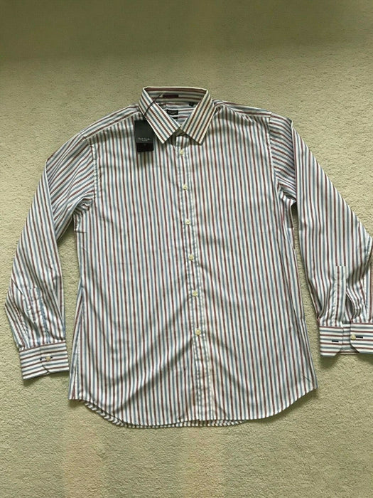 Paul Smith Shirt  LONDON blue red stripe LS Shirt 17 / 43 Classic fit  p2p 23"