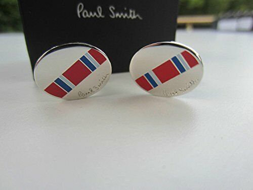 Paul Smith Silver Cufflinks  Red slant stripe Cufflinks