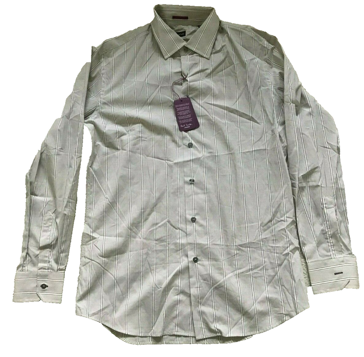 Paul Smith Shirt LONDON LS Shirt white stripe Size 16.5 / 42  p2p 22.5"