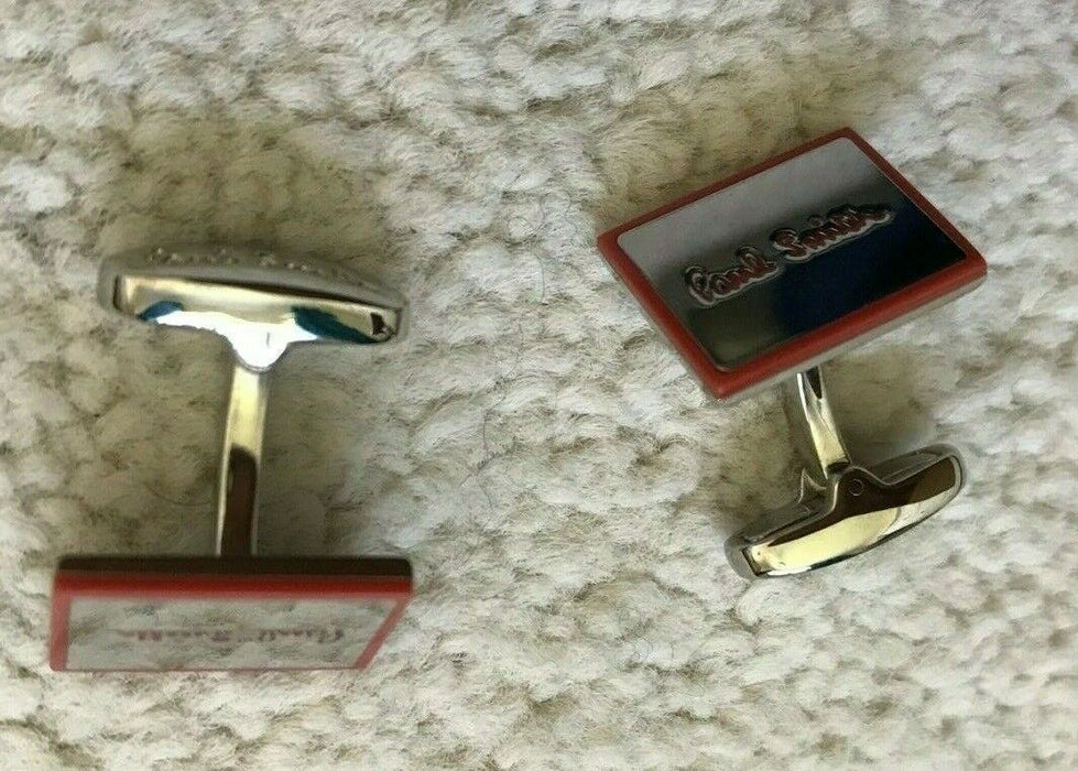 Paul Smith Cufflinks Oblong Mirror Face Orange ceramic edging