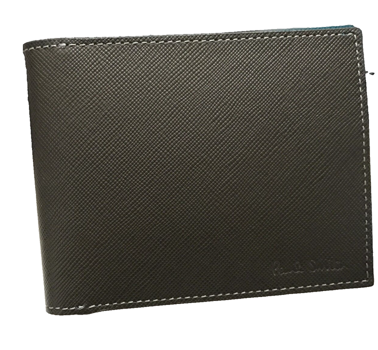 Paul Smith Wallet  Money Clip 8 card Billfold Boxed Charcoal Grey Leather