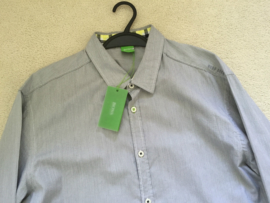 Hugo BOSS GREEN - Casual Shirt - Blue with stripe SLIM FIT  - Size XL