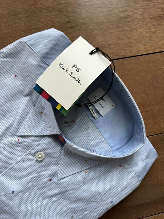 Paul Smith Shirt Long Sleeve striped and pattern Tailored Fit Size M  p2p 20"