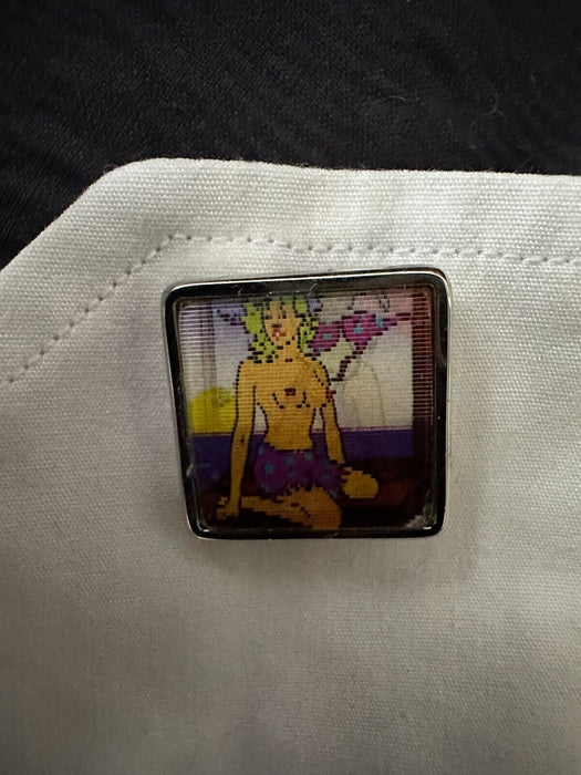 Paul Smith Retro White Palladium Cufflinks Naked Lady Desert Island Lenticular