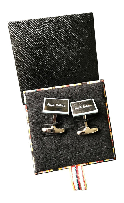 Cufflinks Oblong Mirror Face Light Blue ceramic edging Paul Smith