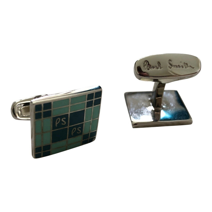 Paul Smith Cufflinks  PS Green Plaid Squares Cufflinks