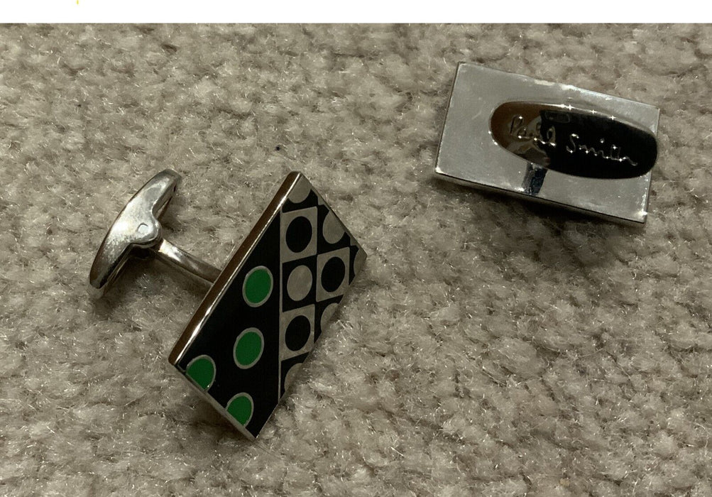 Paul Smith Cufflinks Green Blue Silver Dots