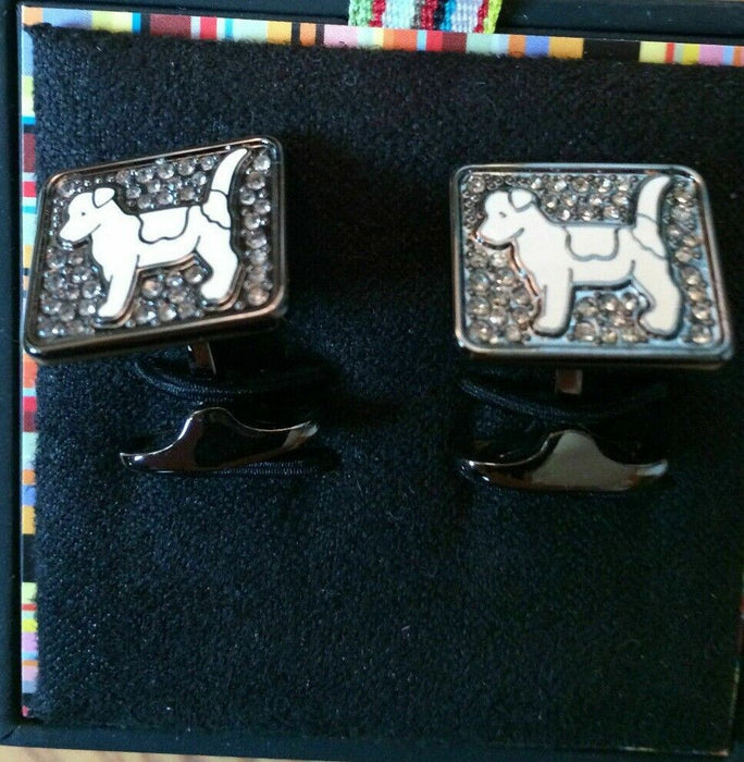 Cufflinks Square Dog Crystal White Paul Smith