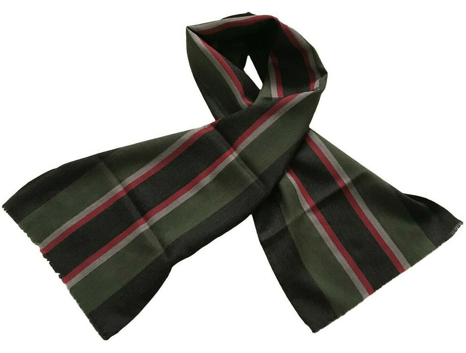 Paul Smith  Stripe Scarf Green Black Red Grey MAINLINE 135 x 30 cm