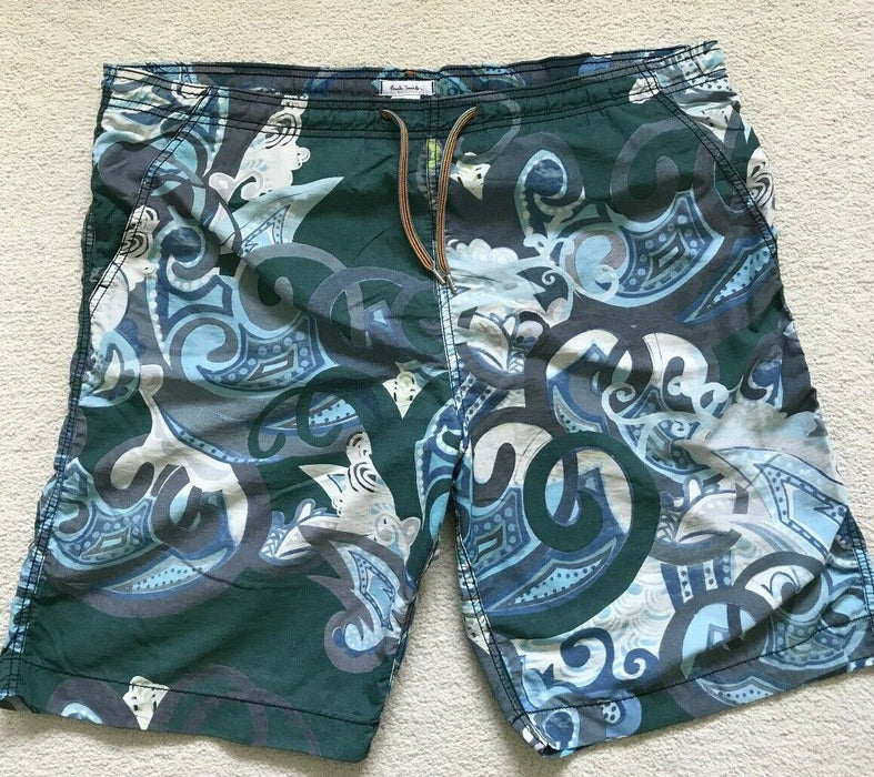 PAUL SMITH MAINLINE Swim Shorts Abstract Patterns Blue Size L