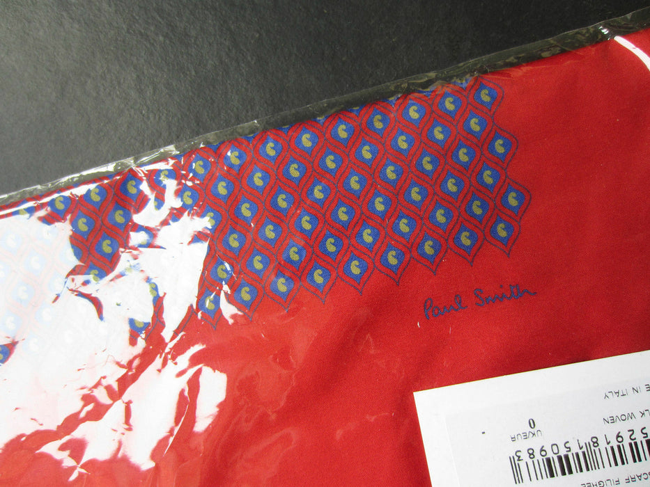 Paul Smith Scarf Women 100% Silk Scarf  Woven Silk Filigree Red/Blue