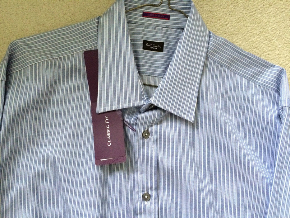 Paul Smith Shirt LONDON Formal LS Classic Stripe Shirt  Size 17 / 43  p2p 22.5"