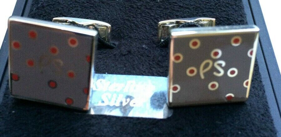 Paul Smith Cufflinks Sterling Silver "PS" Dots Cufflinks