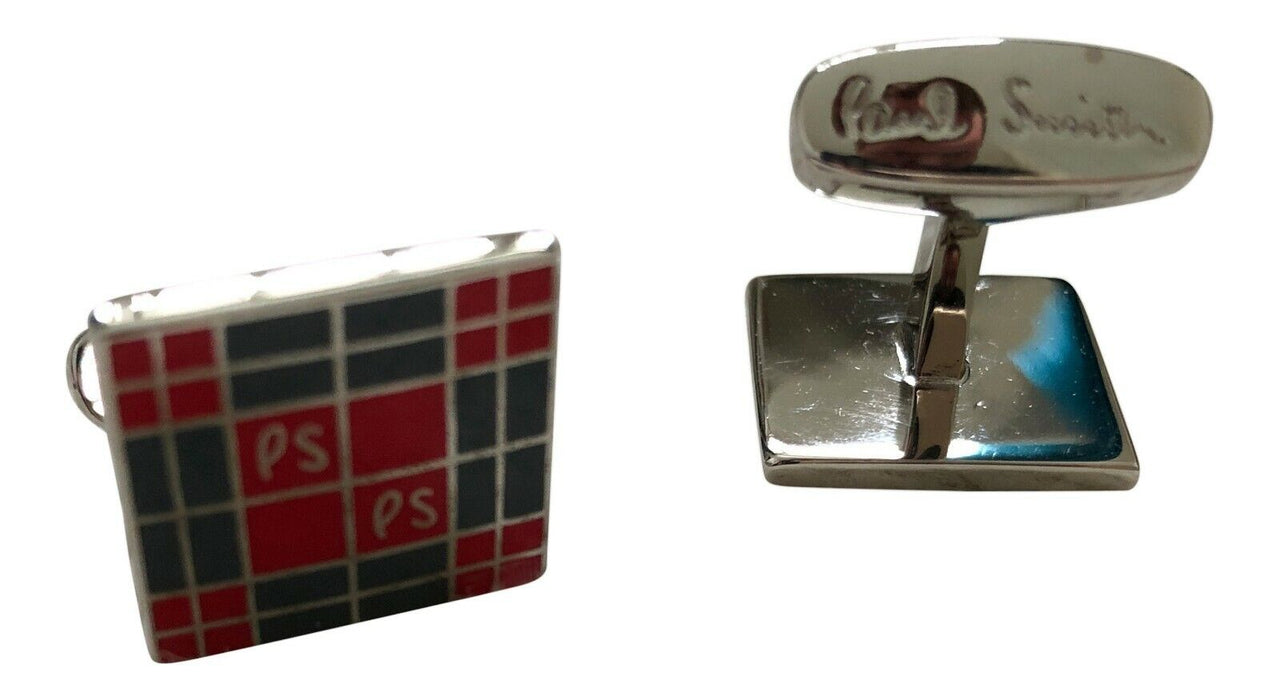 Paul Smith Boxed Cufflinks Red and Grey PS  Square Design