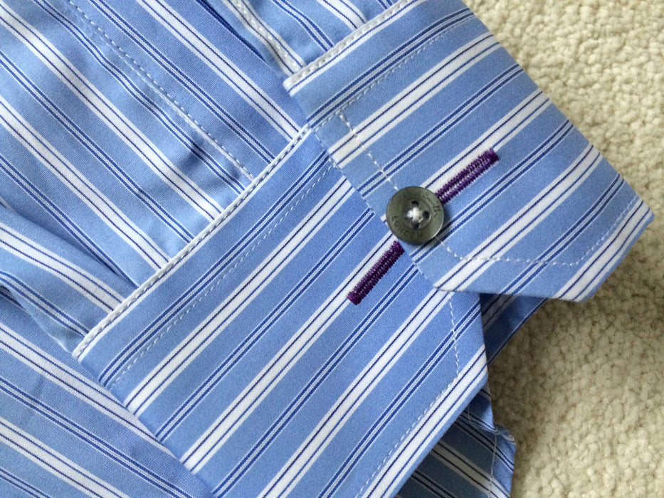 Paul Smith Shirt LONDON LS Classic Fit Blue Stripe Shirt Size 16.5 /42 p2p 22.5"