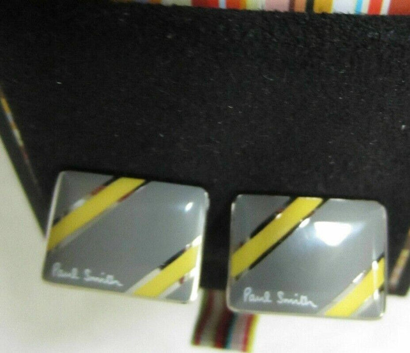 TWO STRIPE Enamel Cufflinks grey yellow Paul Smith