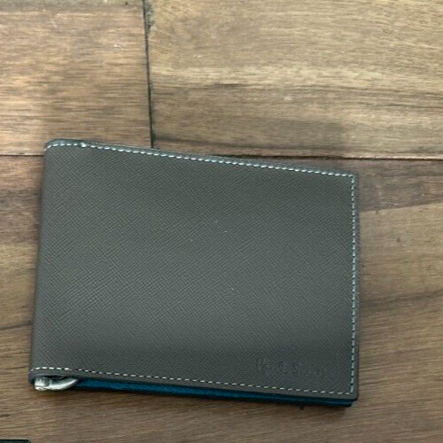 Paul Smith Wallet  Money Clip 8 card Billfold Boxed Charcoal Grey Leather