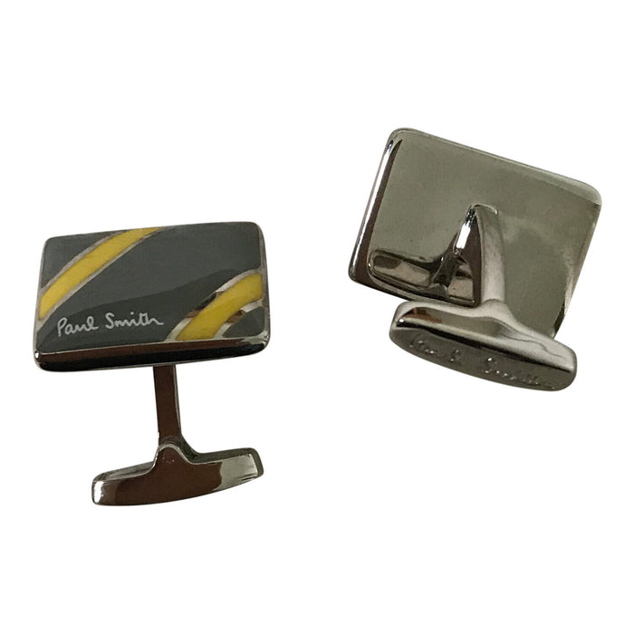 Paul Smith Cufflinks  Yellow Grey candy bar stripe cufflinks