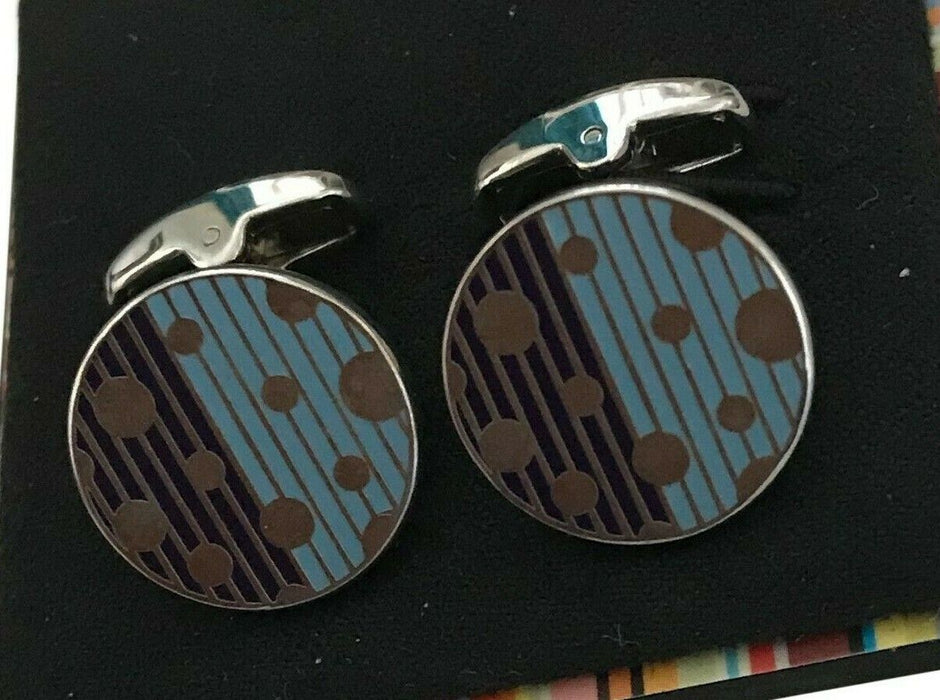 Paul Smith Cufflinks Round Bi-Colour cufflinks with stripes and dots