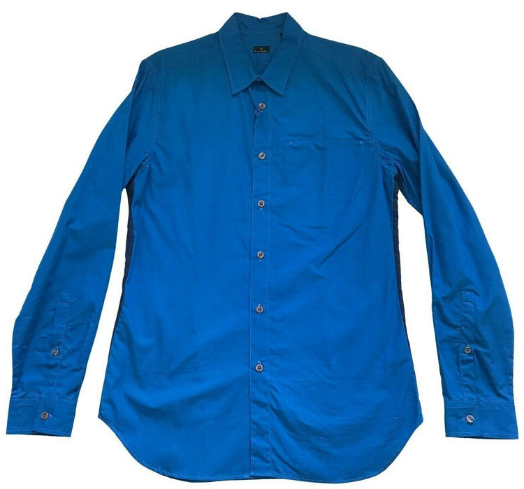 Paul Smith shirt PS  Long Sleeve Casual Plain Blue Shirt  M   pit 2 pit 20"