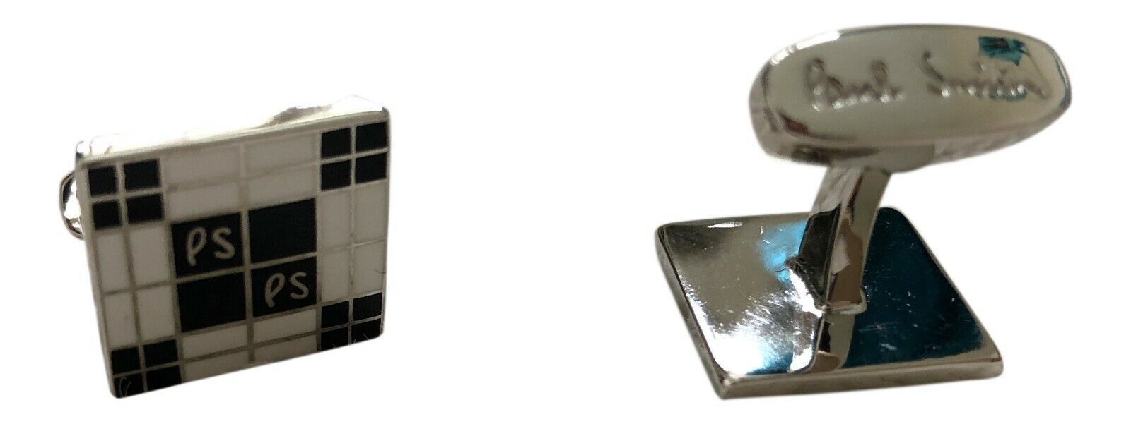 Paul Smith PS white black plaid Squares Cufflinks