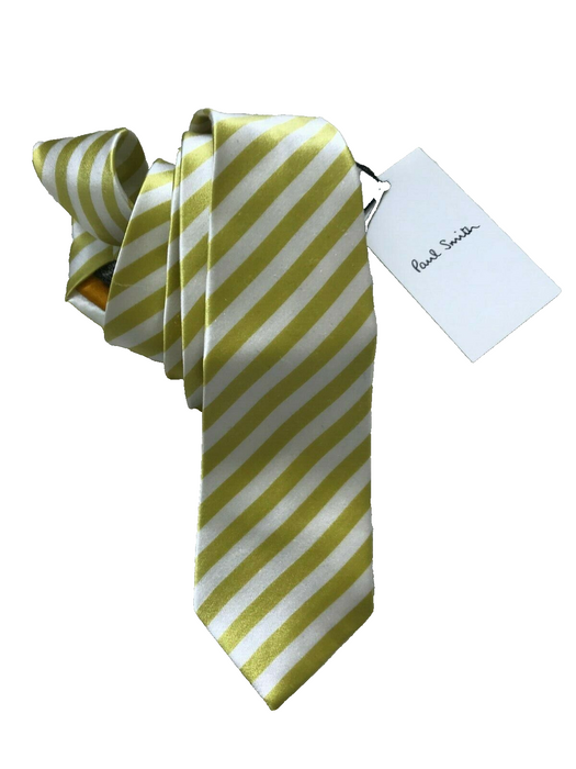 Paul Smith Silk Tie  6cm  Yellow Diagonal Stripe Narrow Tie