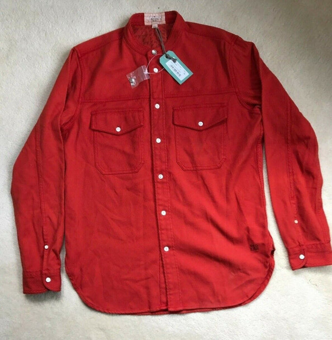 Paul Smith Shirt RED EAR Grandad Collar Red Long Sleeve Shirt