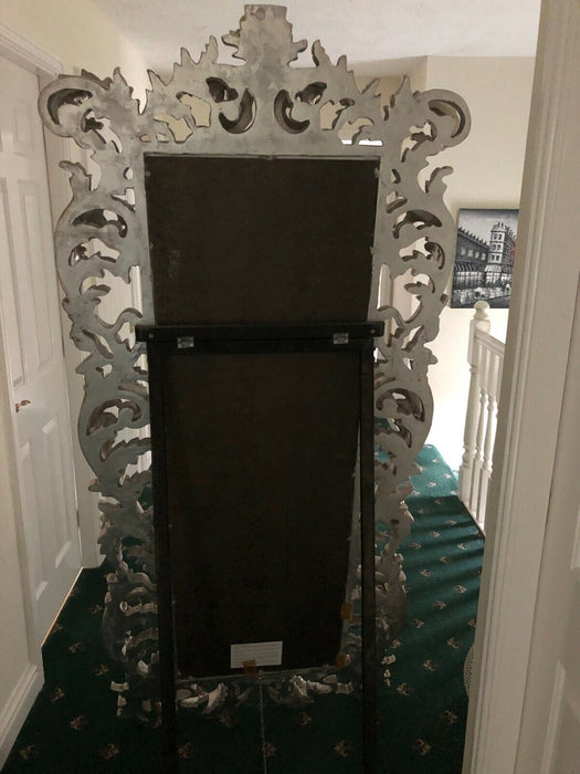 Baroque Silver Free Standing Mirror  Large Silver Framed Mirror