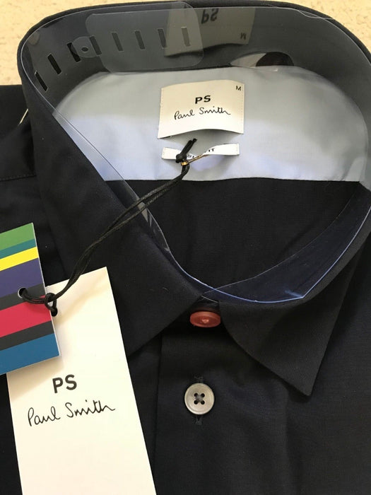 Paul Smith Shirt PS Slim Fit Black Long Sleeve  Shirt  M  pit 2 pit 20"