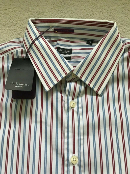 Paul Smith Shirt  LONDON blue red stripe LS Shirt 17 / 43 Classic fit  p2p 23"