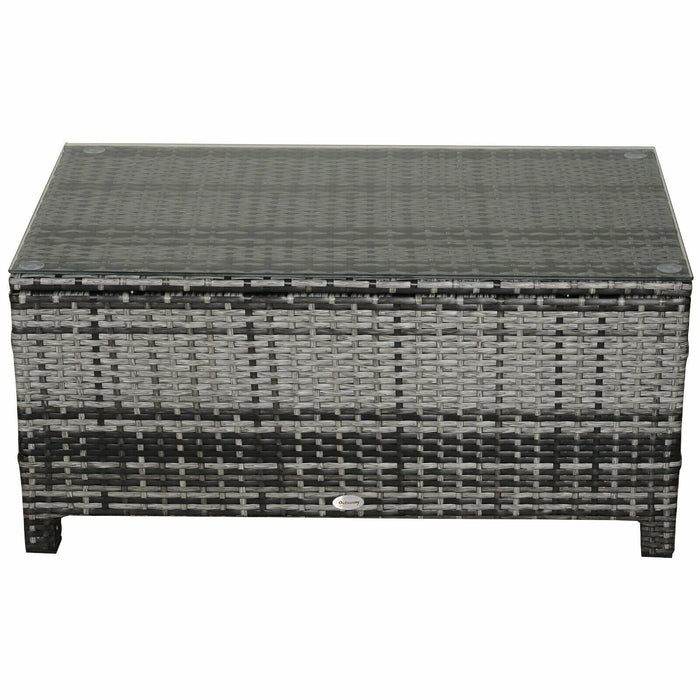 Wicker Rattan Garden Coffee Table w/ Glass Top Steel Frame Garden