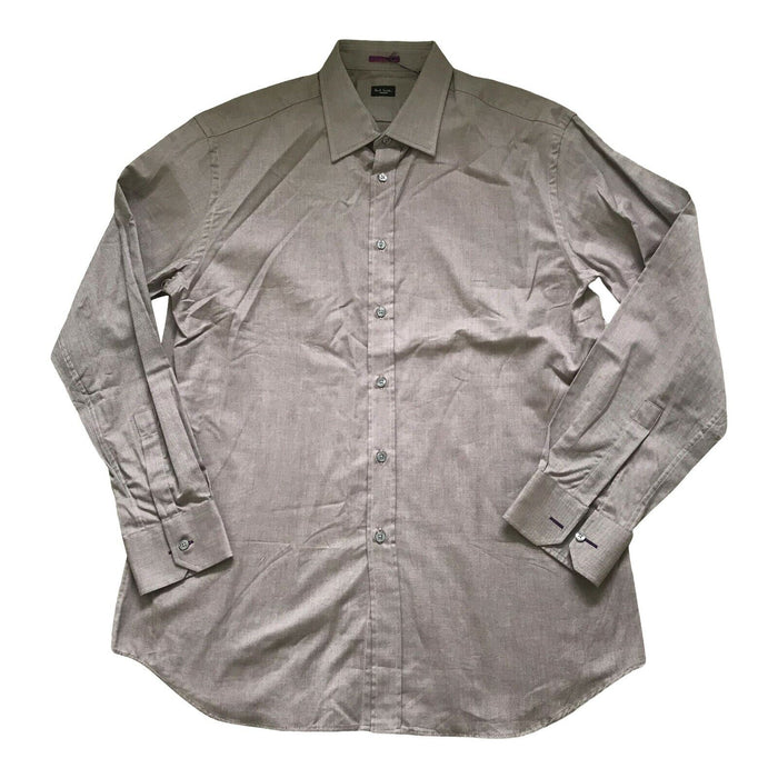 Paul Smith Shirt LONDON plain Taupe LS Shirt 17 / 43 Classic fit p2p 22.5"