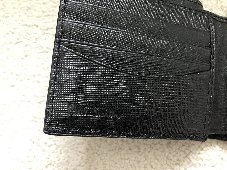 Paul Smith Wallet  Black Leather 8 Credit Card Billfold