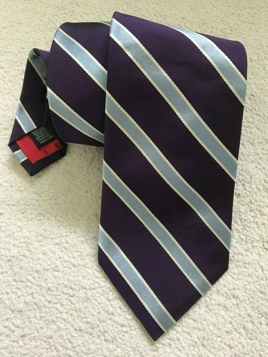 PAUL SMITH Silk TIE British Collection Purple with Light blue stripe 9cm width