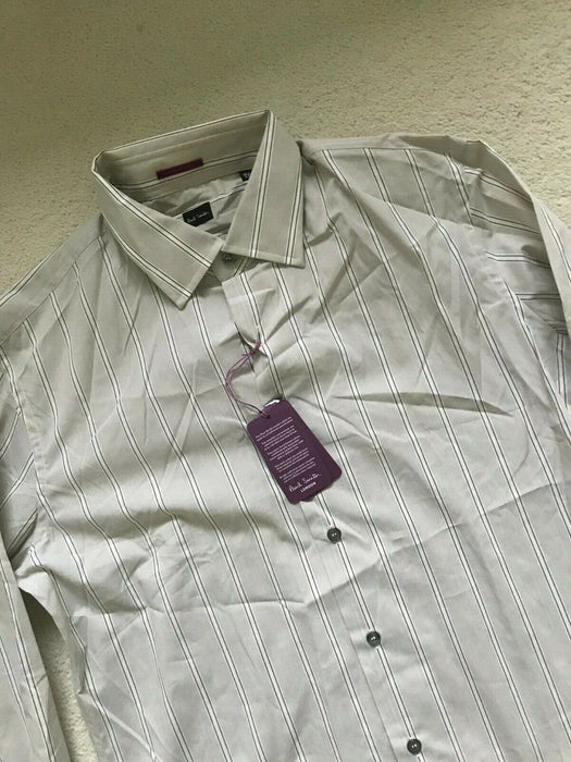 Paul Smith Shirt LONDON LS Shirt white stripe Size 16.5 / 42  p2p 22.5"