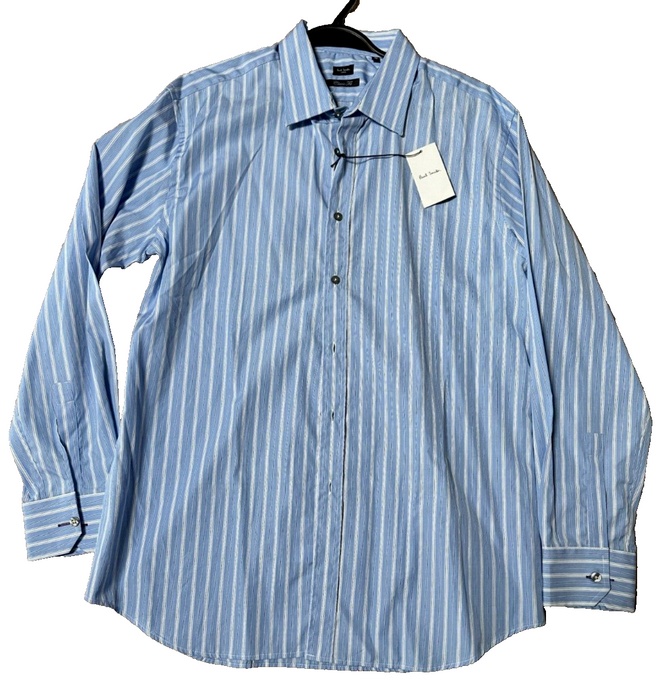 Paul Smith Shirt Formal LS Classic blue stripe Size 17 / 43 - p2p 22 - RRP £225