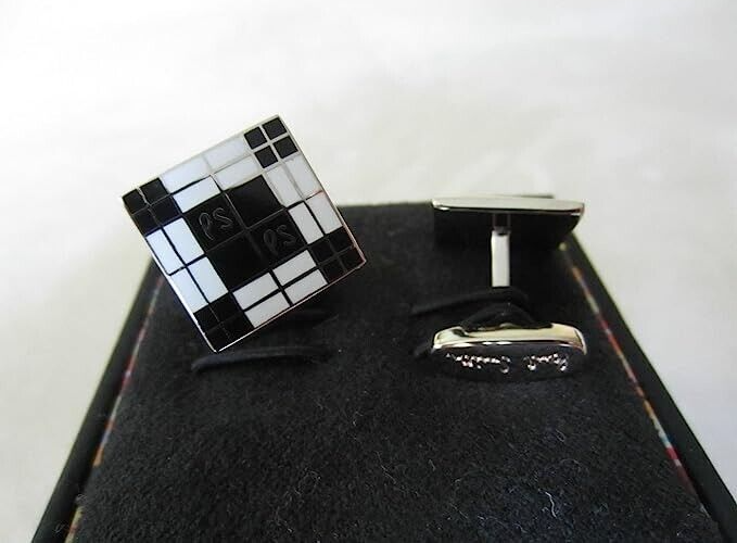 Paul Smith PS white black plaid Squares Cufflinks