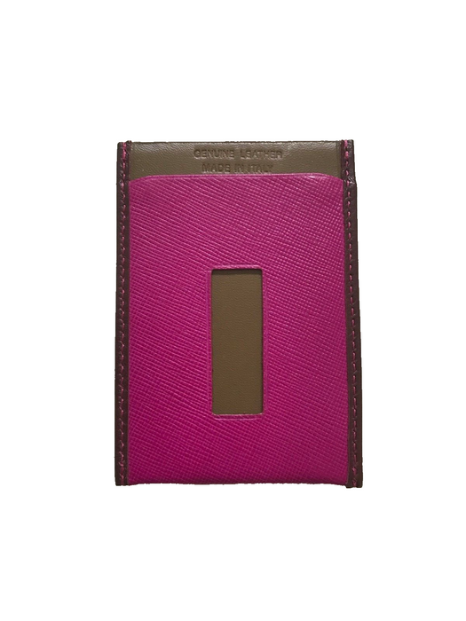 Travel pass holder, pink/brown safiano leather Paul Smith