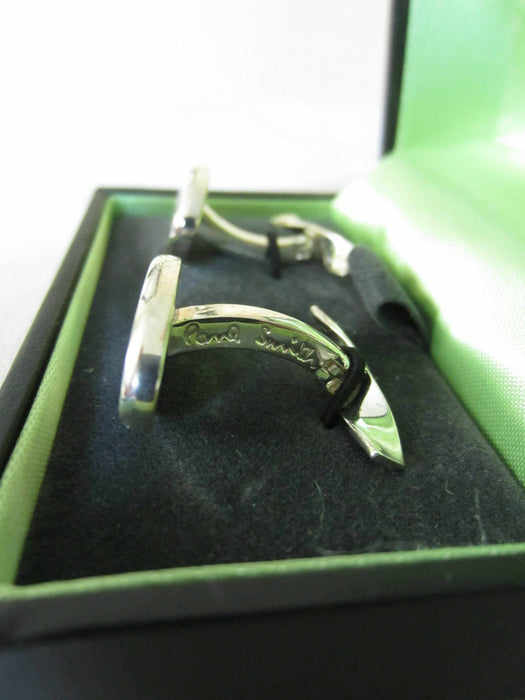 Paul Smith Cufflinks Sterling Silver "Smith" with black embellishment insert