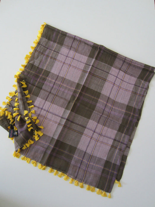 Paul Smith  scarf  100x100cm square, yellow tassles - BNWT