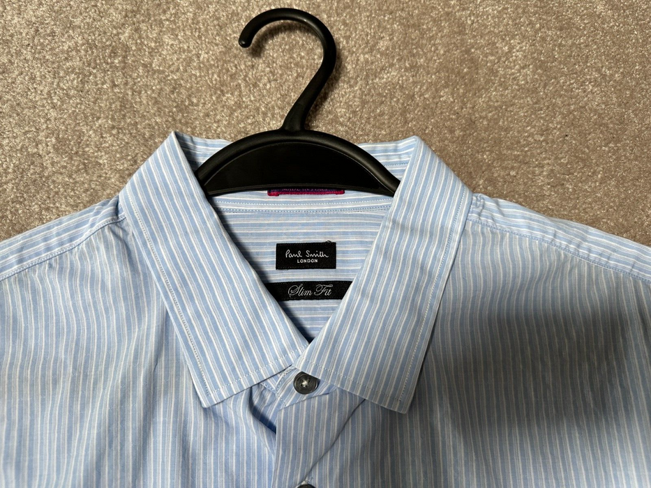 Paul Smith Formal LS Classic blue stripe Shirt- Size 17 / 43 - p2p 22 - RRP £225