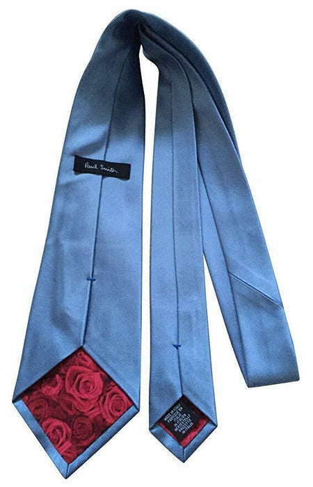 PAUL SMITH Silk TIE Plain Light Blue  red rose lining 9cm