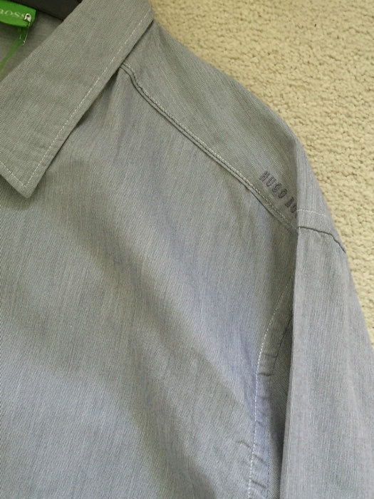 Hugo BOSS GREEN - Casual Shirt - Blue with stripe SLIM FIT  - Size XL