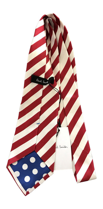 PAUL SMITH Tie 100% Silk Red Stripe TIE 8cm