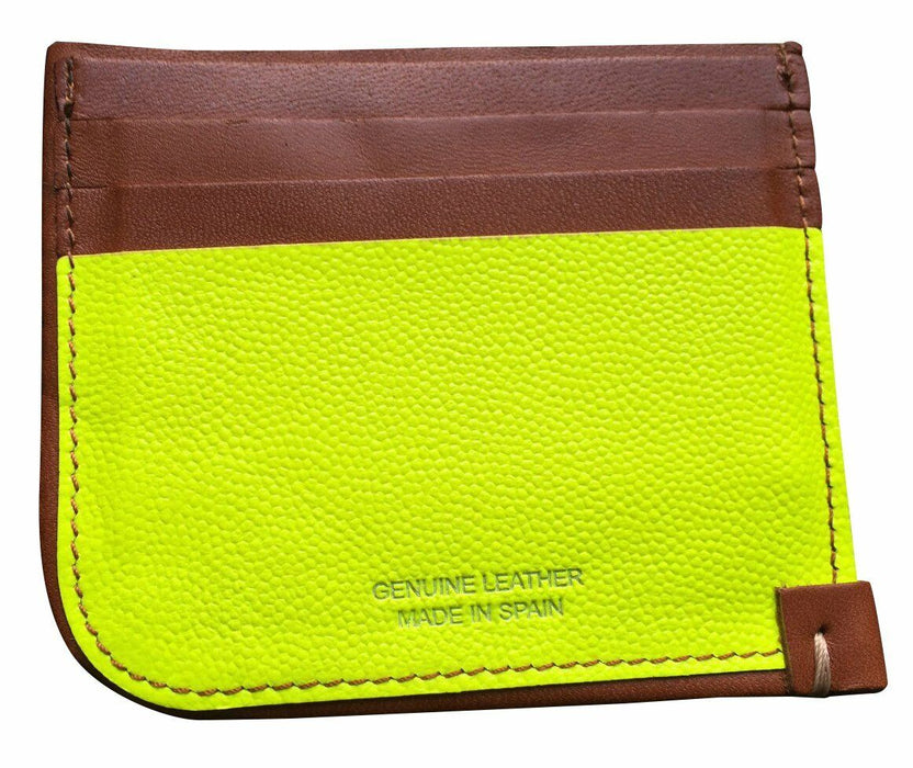 PAUL SMITH Card Holder  Wallet TAN with NEON YELLOW PREMIUM SPANISH LEATHER