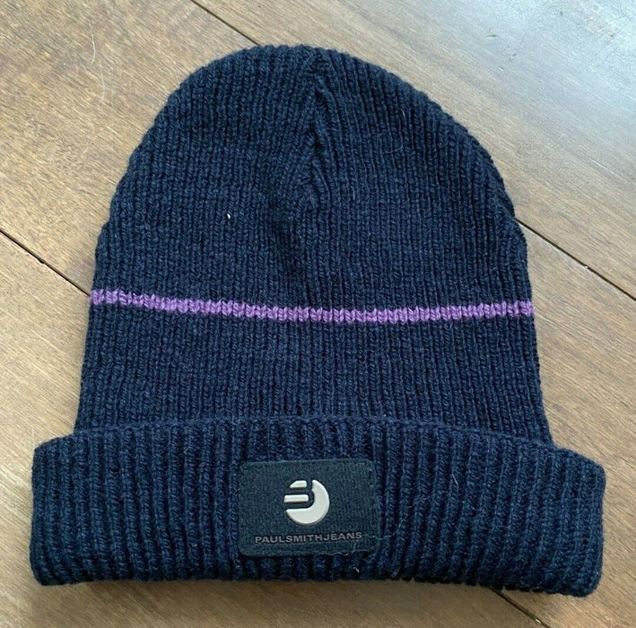 Paul Smith Beanie Hat Blue with purple stripe