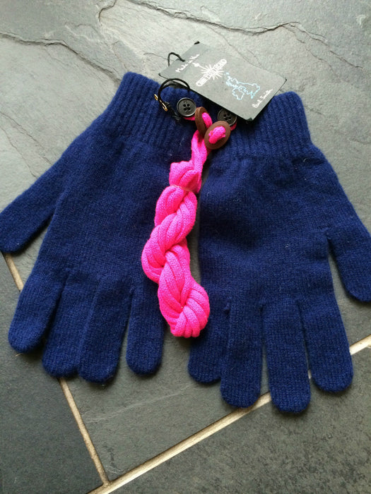 Paul Smith Gloves 100% Wool -  Royal Blue - Corded FairIsle Wool