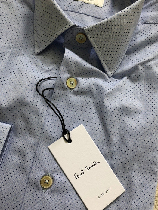 Paul Smith  Shirt Long Sleeve Formal TAILORED fit  Blue dot design  RRP £185