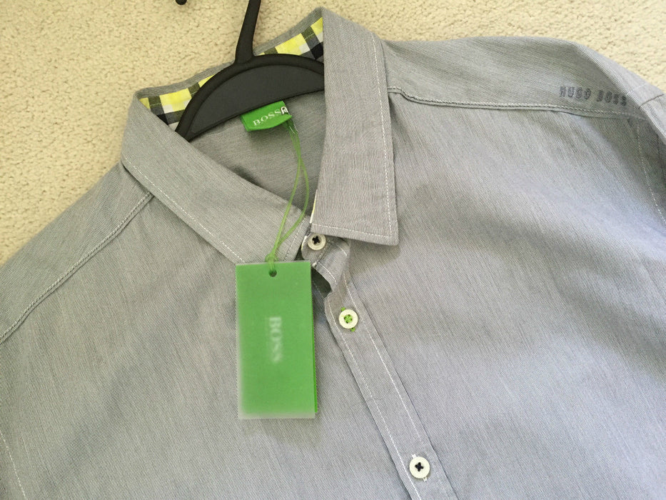 Hugo BOSS GREEN - Casual Shirt - Blue with stripe SLIM FIT  - Size XL