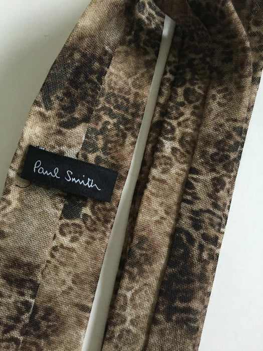 PAUL SMITH Tie Square Cut Narrow TIE Leopard Print 5 cm  60% wool 40% Silk